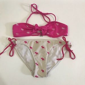 Abercrombie kids pink and white bikini